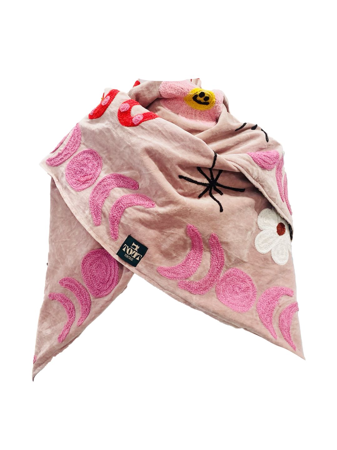 Scialle Tout in Velluto Suzani Rosa Chiaro