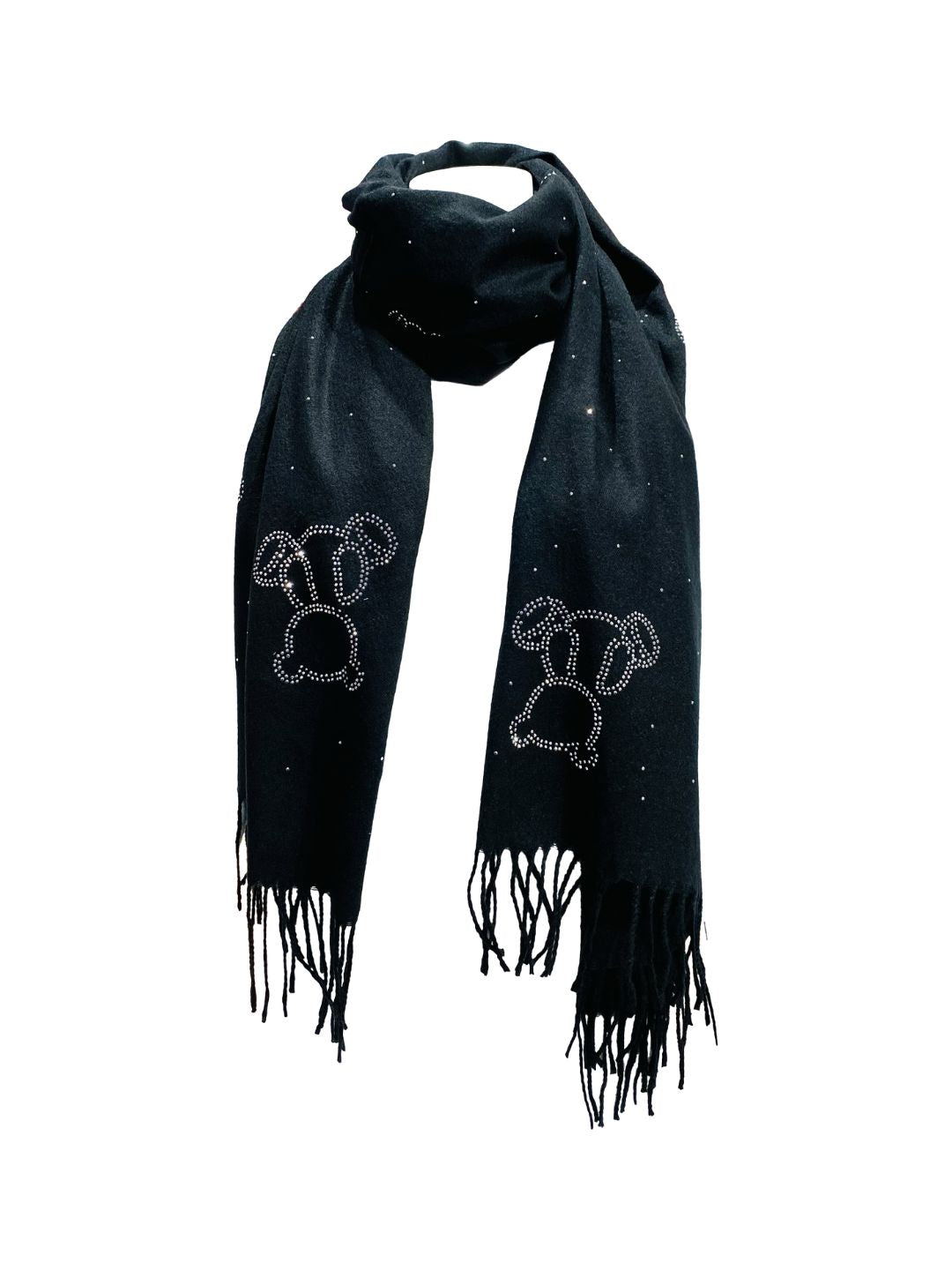 Sciarpa Orsetto Strass Nera