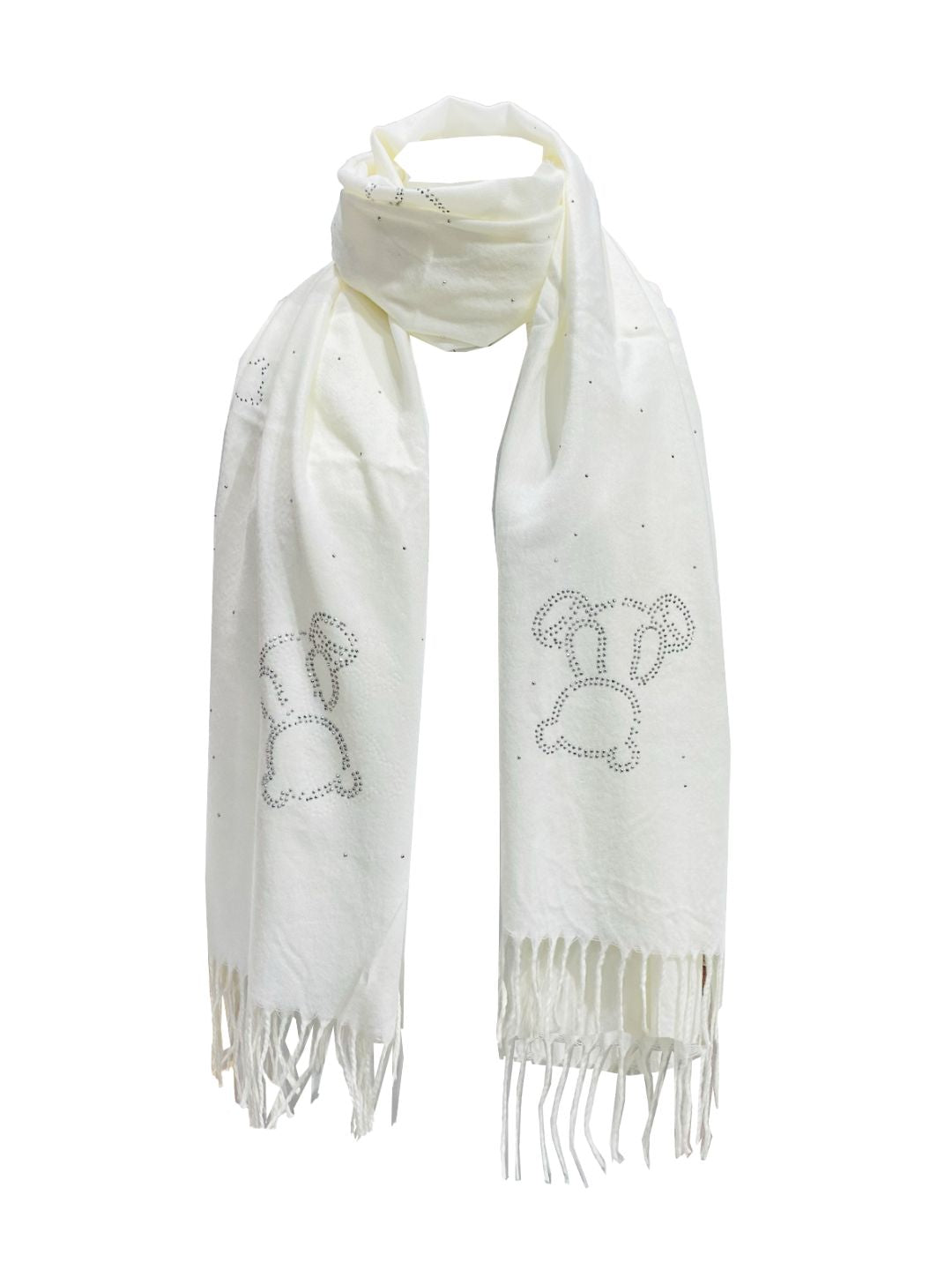 Sciarpa Orsetto Strass Panna