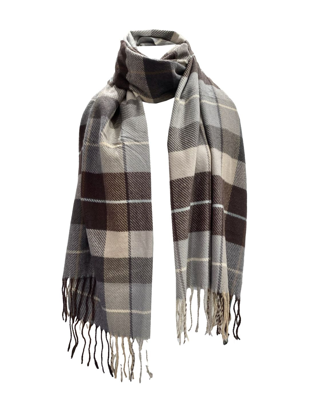 Beige and Chocolate Tartan Scarf