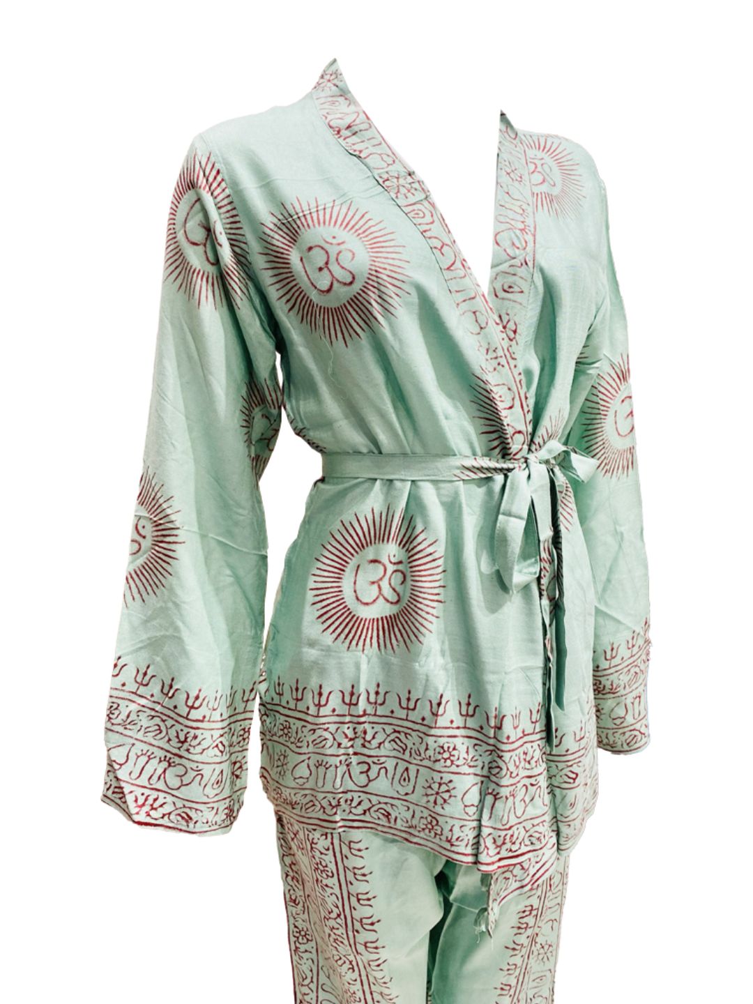 Set kimono e pantalone OM collection Verde acqua