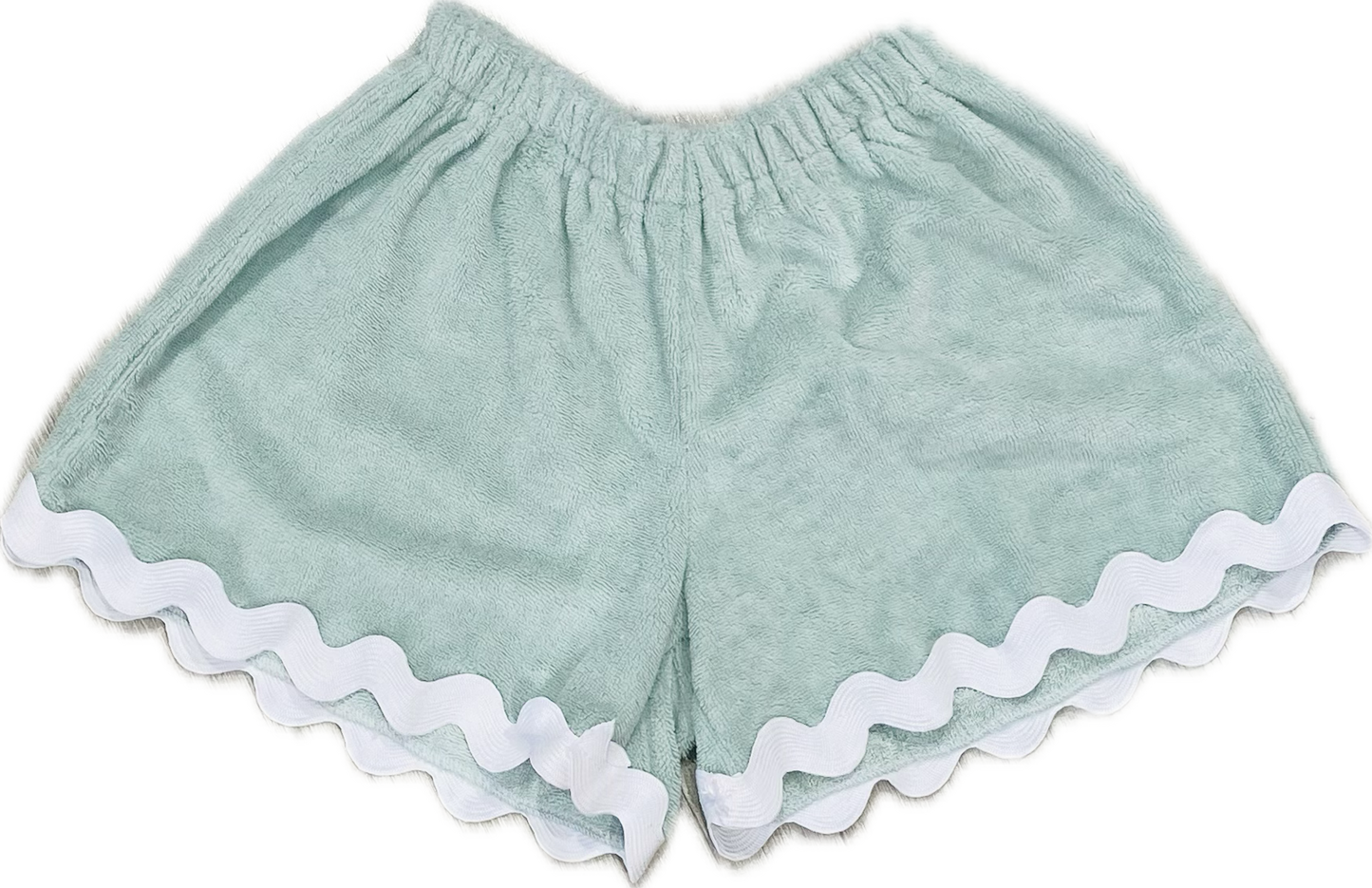 SHORTS spugna bambù Verde acqua zig zag bianco Ribes of LOVE