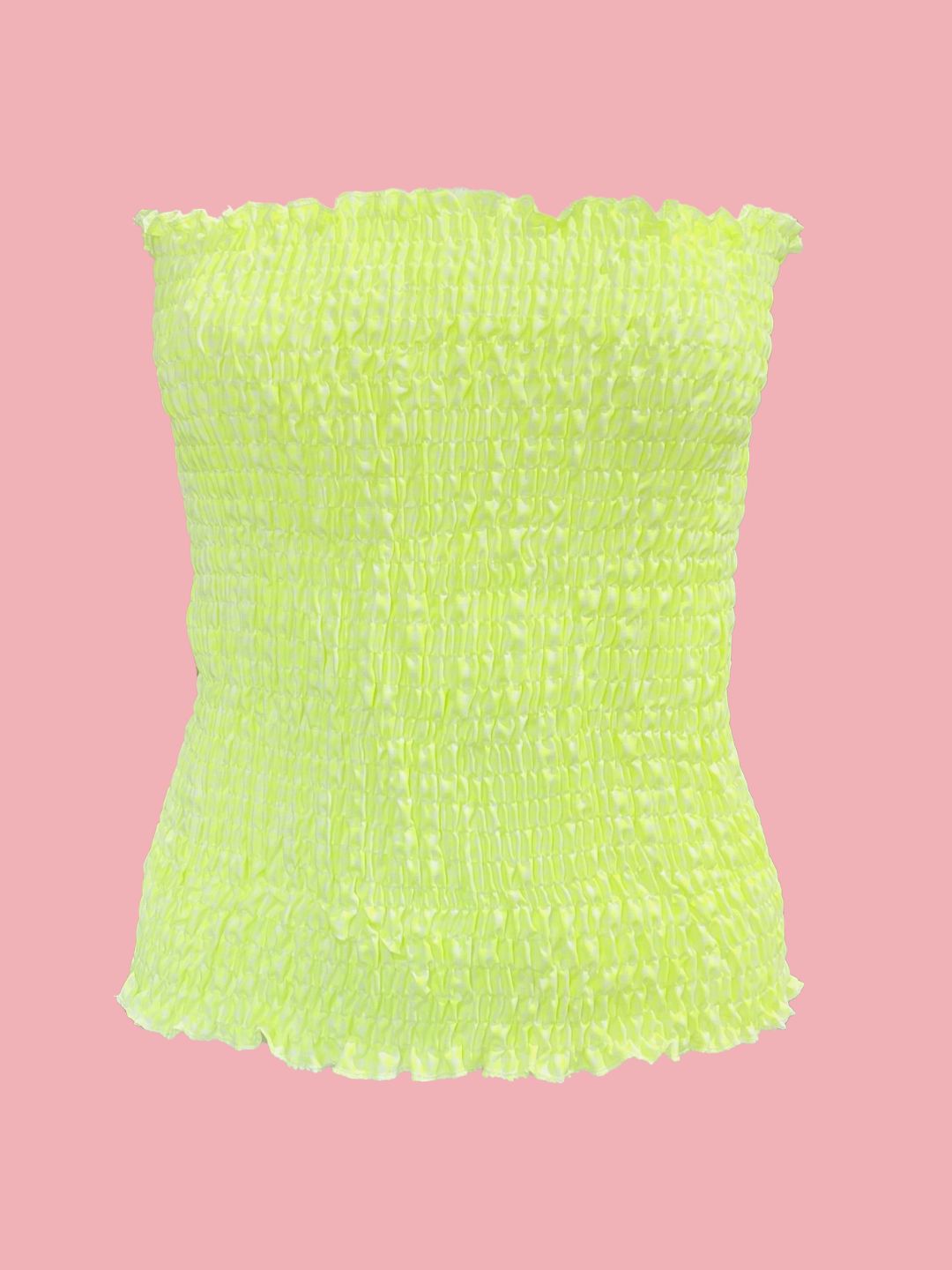 TOP punto smock Vichy Giallo Fluo Ribes of LOVE