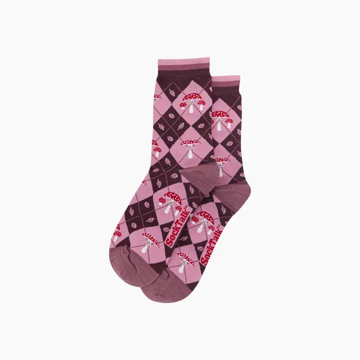 CALZINI IN BAMBÙ Bordeaux e Rosa con Funghetti 4536ATOADP