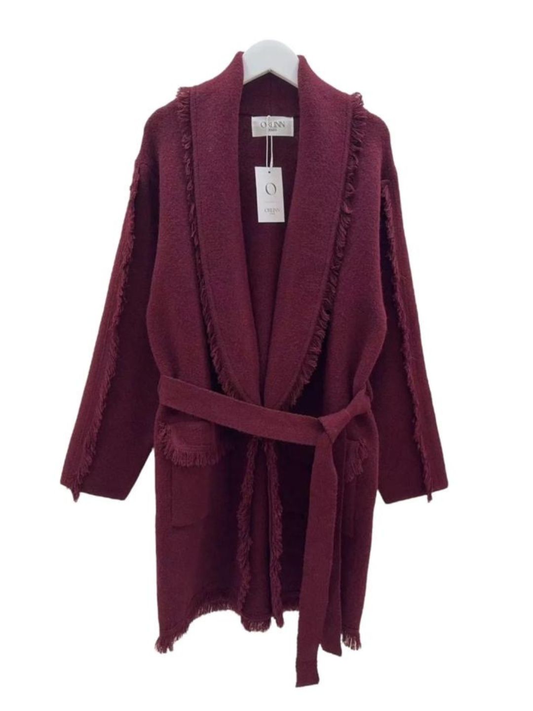 Cardigan con Frange Bordeaux