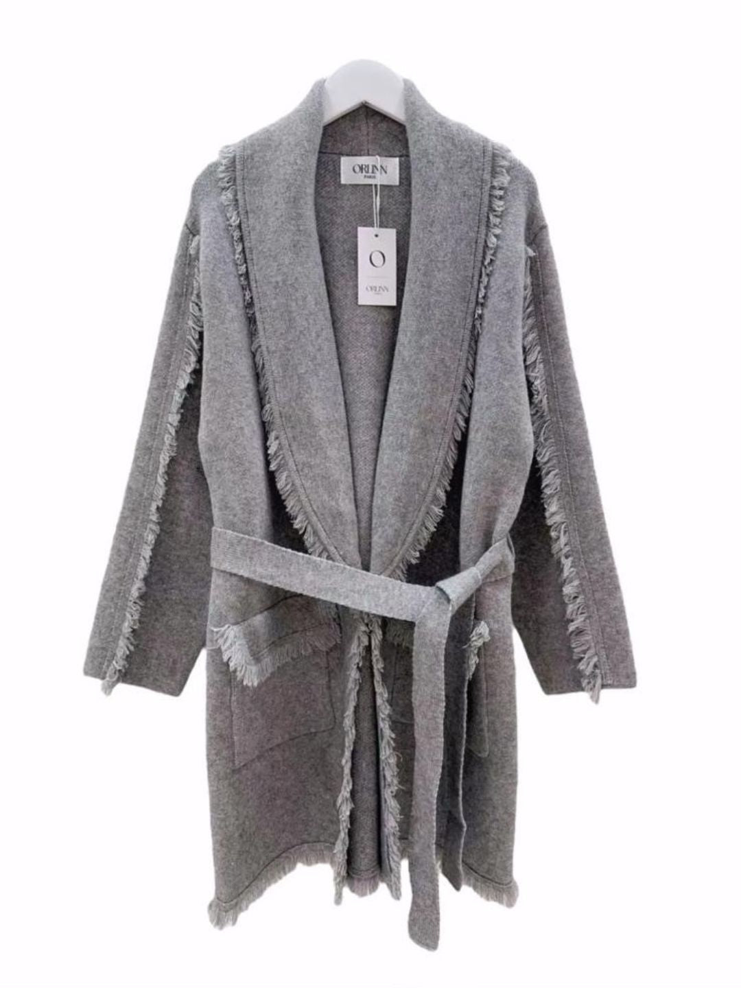 Cardigan con Frange Grigio