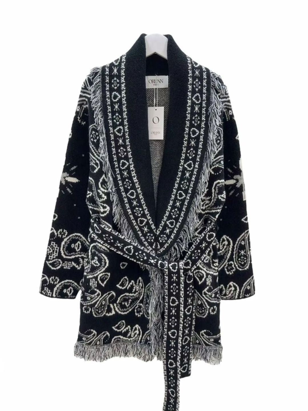 Cardigan Bandana con Frange Nero