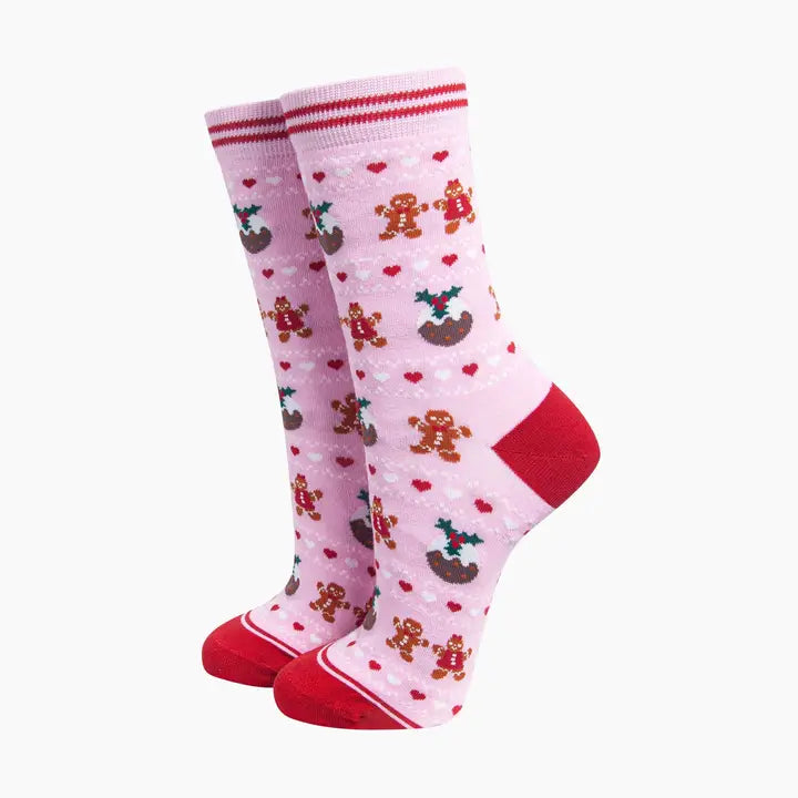 CALZINI IN BAMBÙ Rosa con Budino di Natale e Pan di Zenzero 4620PUDDPI