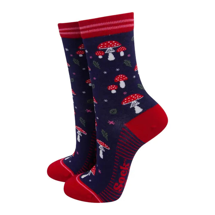 CALZINI IN BAMBÙ Blu Navy e Rosso con Funghetti 4536TOANB (Copia)