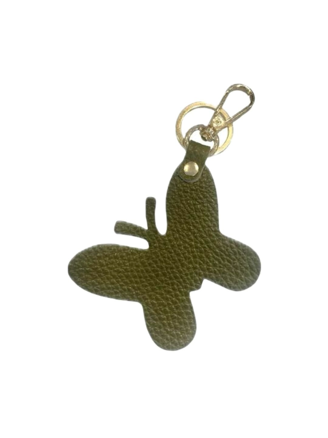 FARFALLA PORTACHIAVI IN PELLE VERDE MILITARE 15002