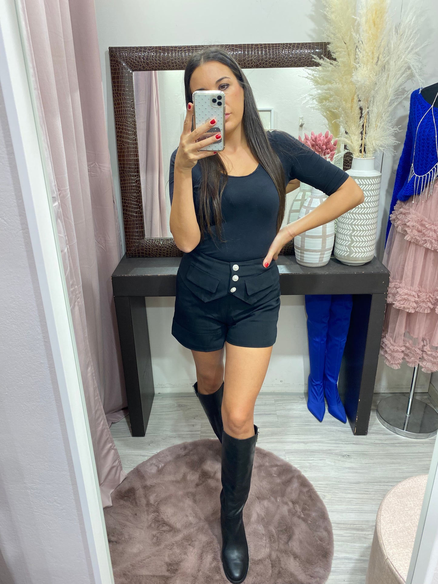 VIA ROMA 15 STIVALE PELLE NERA V STRASS MALIBU' 3651