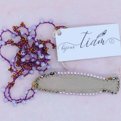 Collana Sardina multicolore ricamata a mano con paillettes 060626-4