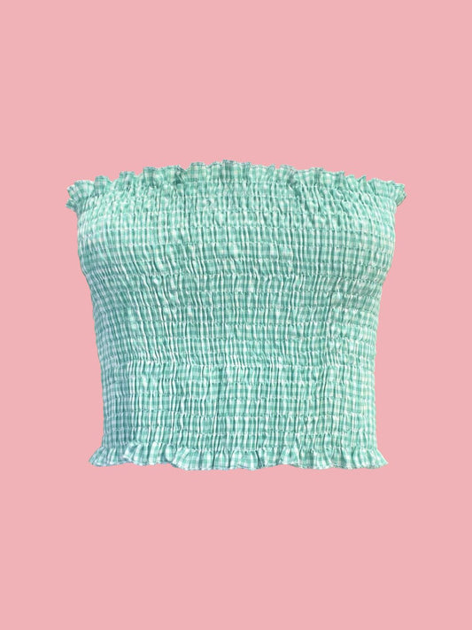 MINI TOP Smocked Vichy Green Currant of LOVE