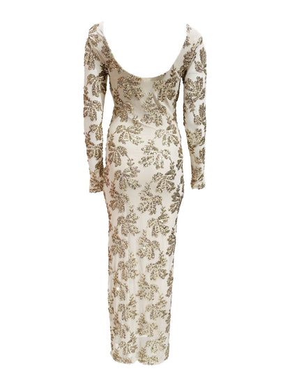 Abito Lungo Pailettes Oro 14313