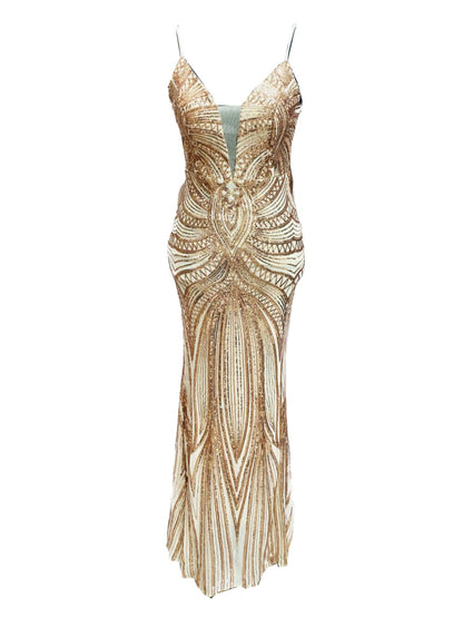 ELEGANT ROSE GOLD PAILETTES CEREMONIAL DRESS 19330