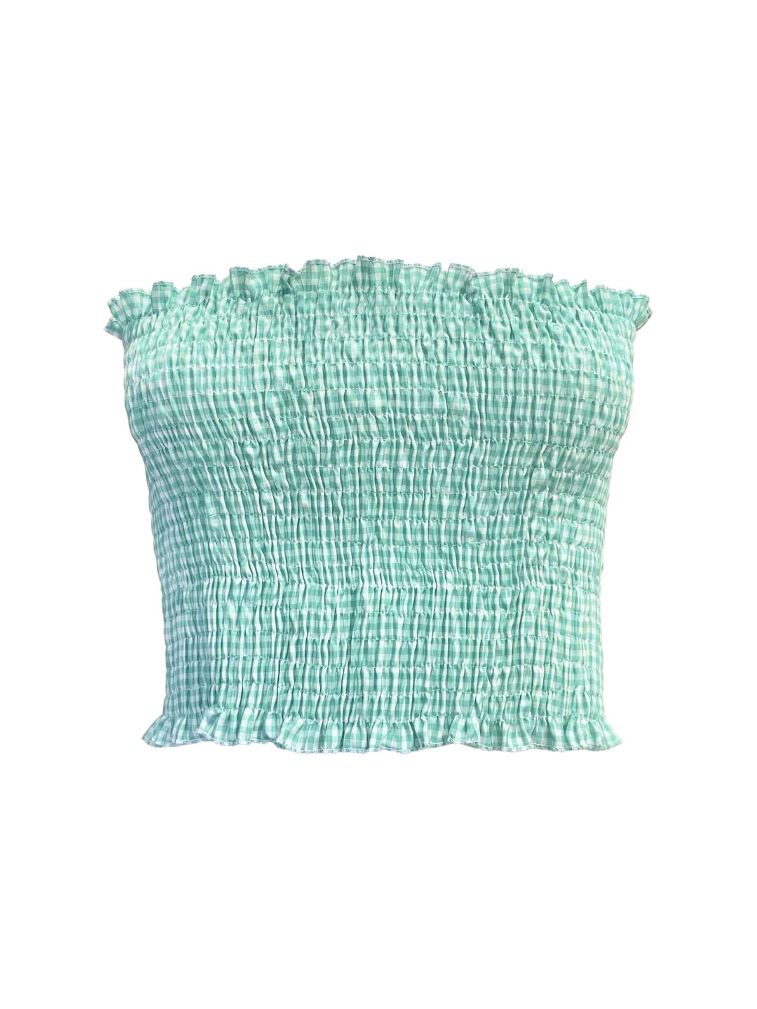 MINI TOP Smocked Vichy Green Currant of LOVE