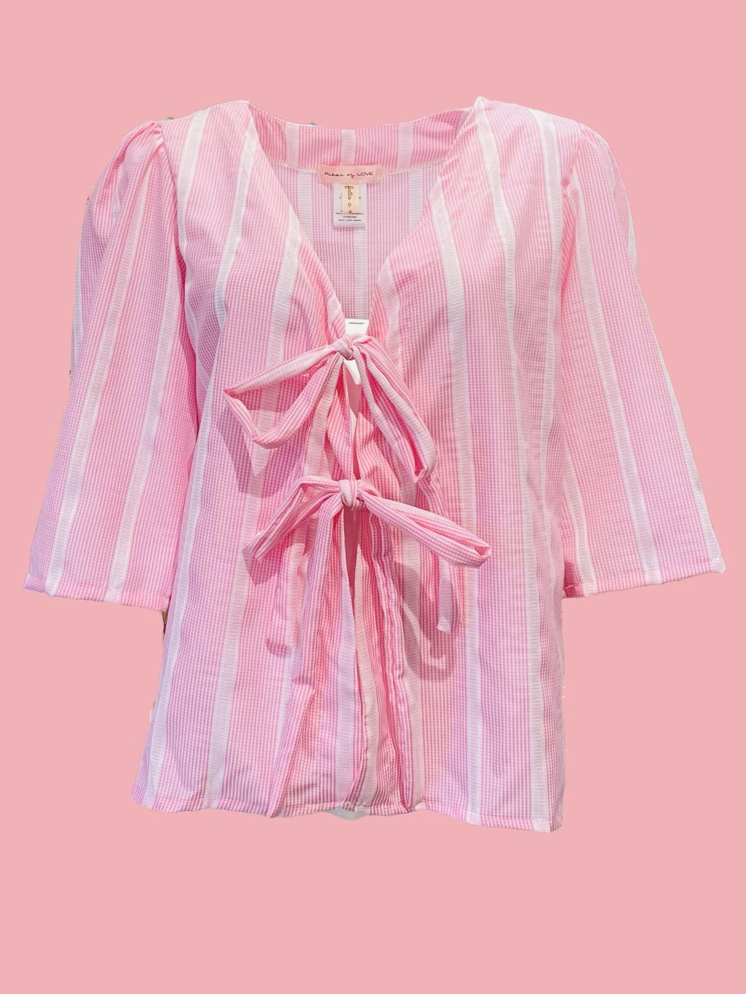 Camicia Fiocchi Scollo a V vichy Rosa Ribes of LOVE