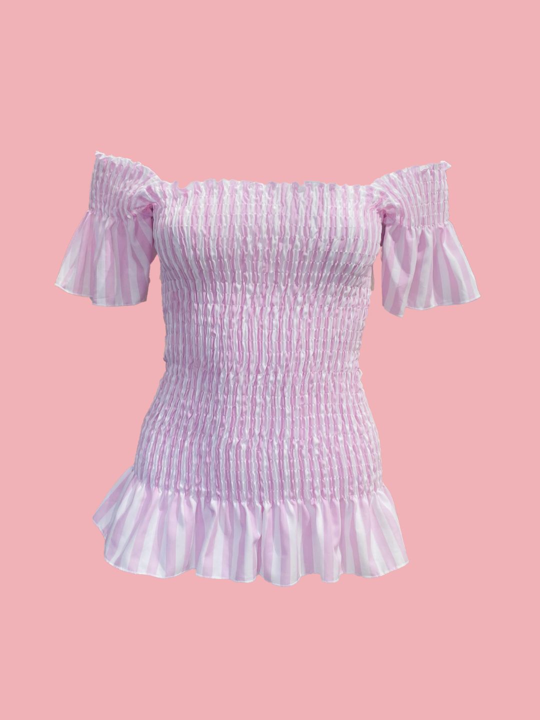 Top Punto Smock a Righe Rosa – Ribes of LOVE