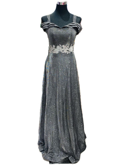 ABITO CERIMONIA DRITTO GLITTERATO GRIGIO 8982
