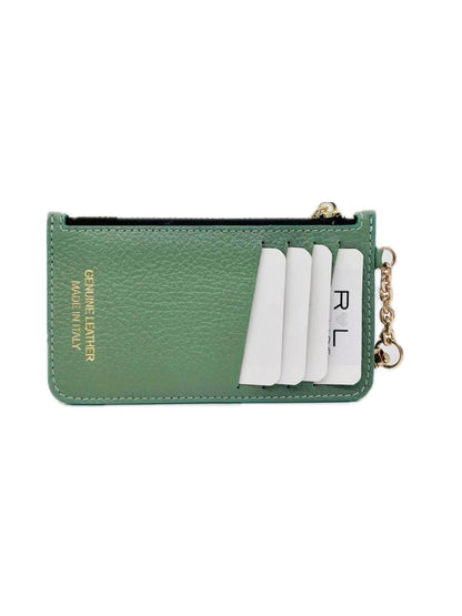 PORTACARTE CON MOSCHETTONE IN PELLE MENTA SCURO 135