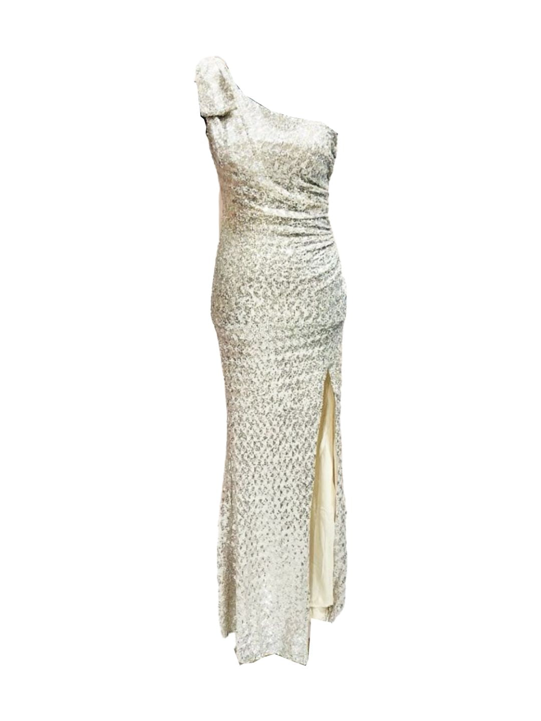ONE-SHOULDER SILVER SEQUIN CEREMONY DRESS 19565