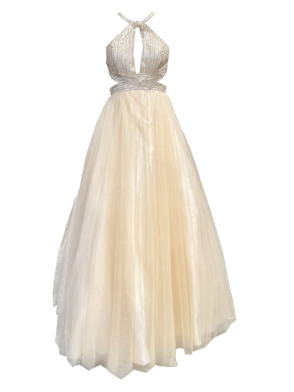 ABITO CERIMONIA Strass e Tulle Oro 722