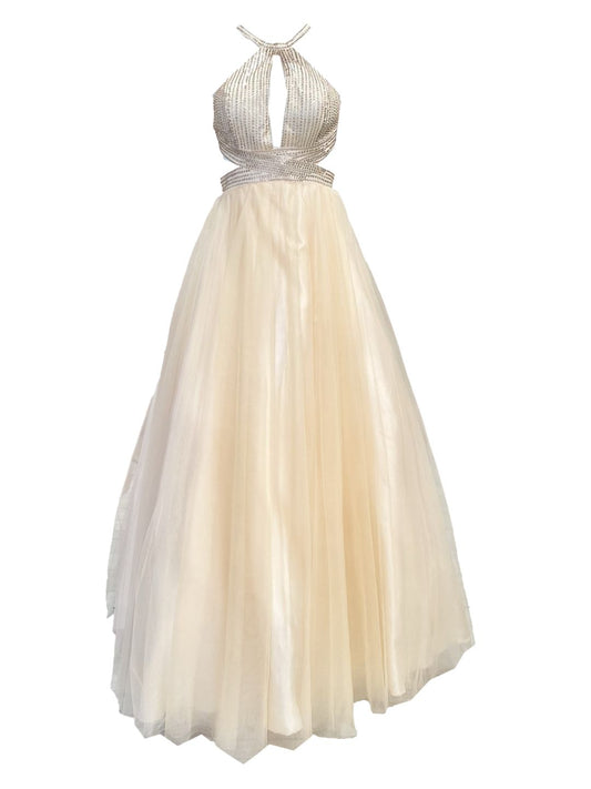 ABITO CERIMONIA Strass e Tulle Oro 722