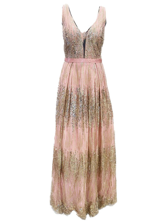 ABITO DA CERIMONIA ROSA CON PAILLETTES ORO 1979