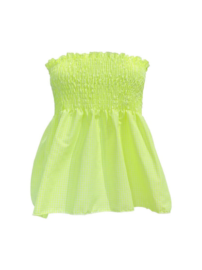 TOP Vichy Punto Smock Galetta Giallo Fluo Ribes of LOVE