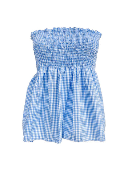 TOP Vichy Punto Smock Galetta Azzurro Ribes of LOVE