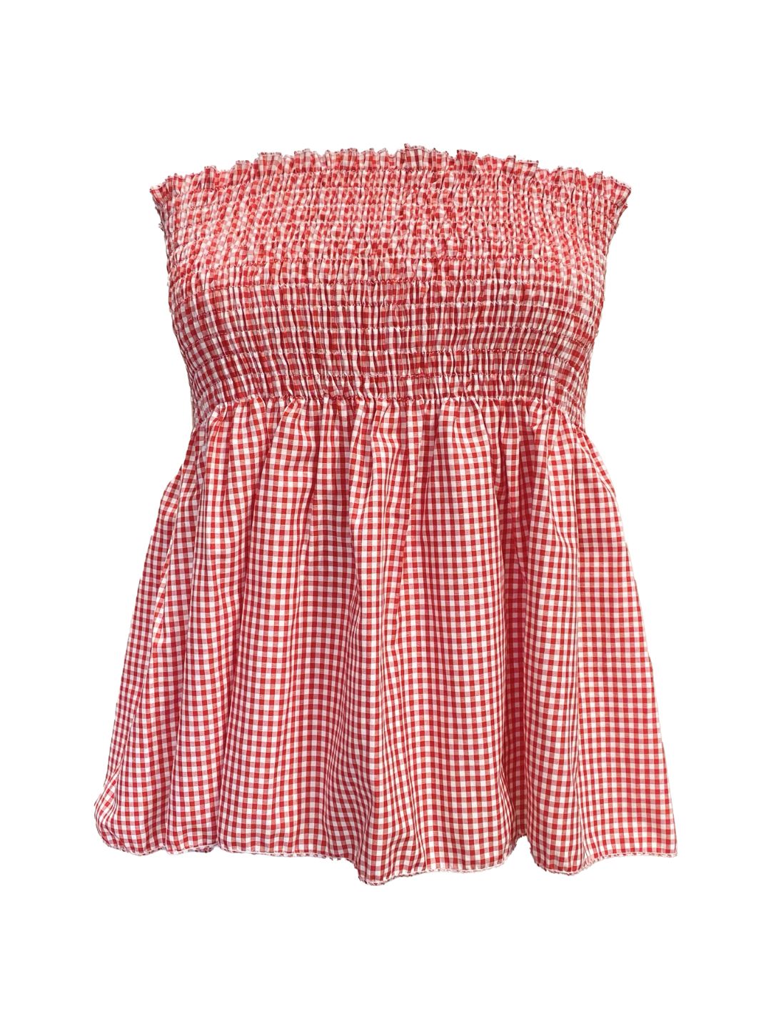 TOP Vichy Punto Smock Galetta Rosso Ribes of LOVE