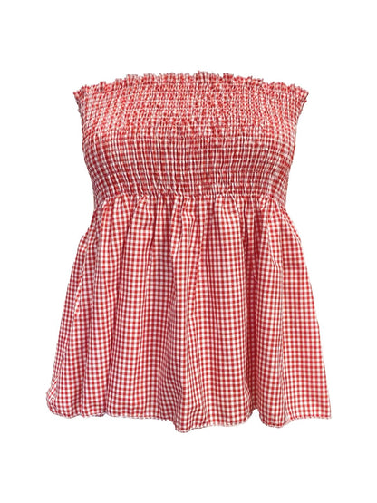 TOP Vichy Punto Smock Galetta Rosso Ribes of LOVE