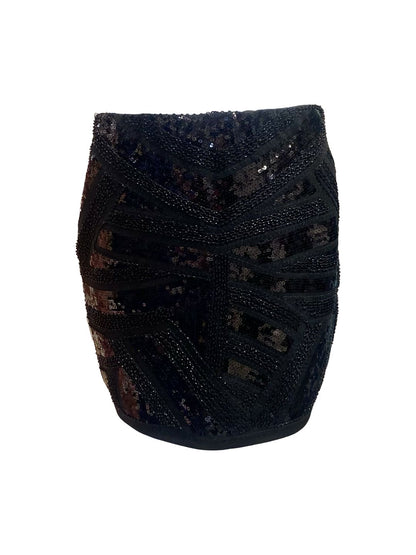 MINIGONNA  PAILLETTES NERA H7026