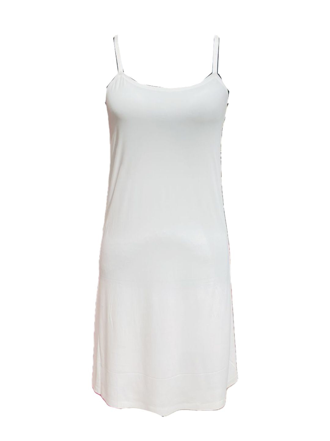 WHITE MICROFIBER SLIP DRESS