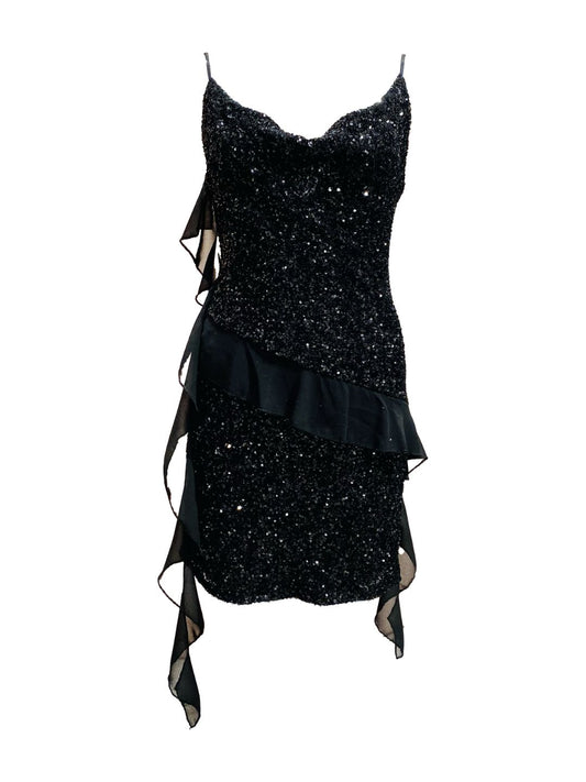 Abito Corto Pailettes Nero 14284