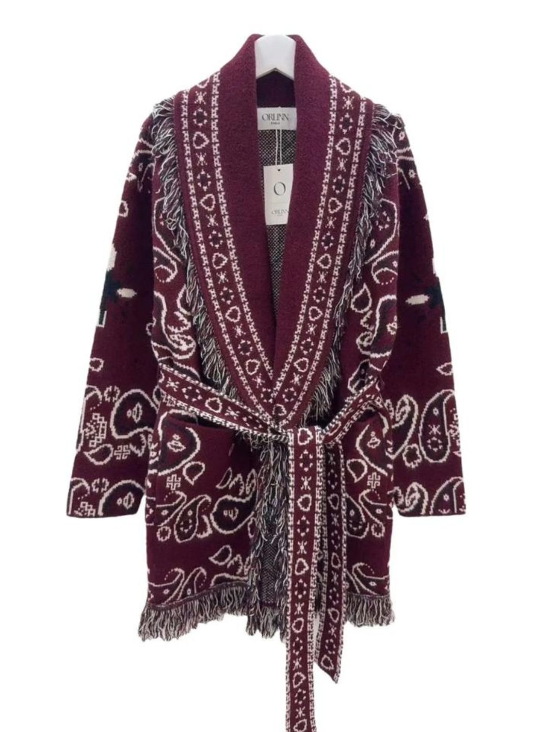 Cardigan Bandana con Frange Borgogna