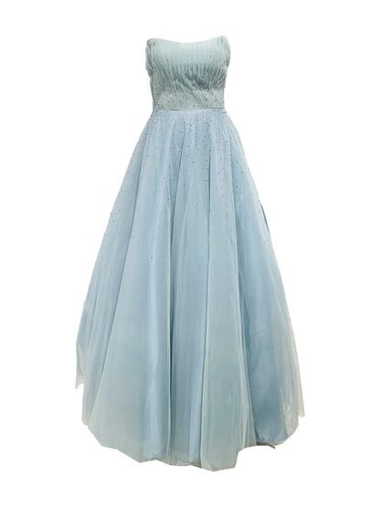 Abito da Cerimonia in Tulle Verde Acqua 906
