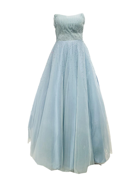 Abito da Cerimonia in Tulle Verde Acqua 906