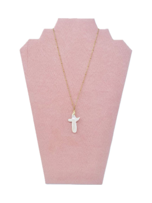 COLLANA CON CIONDOLO CROCE PERLA 1060