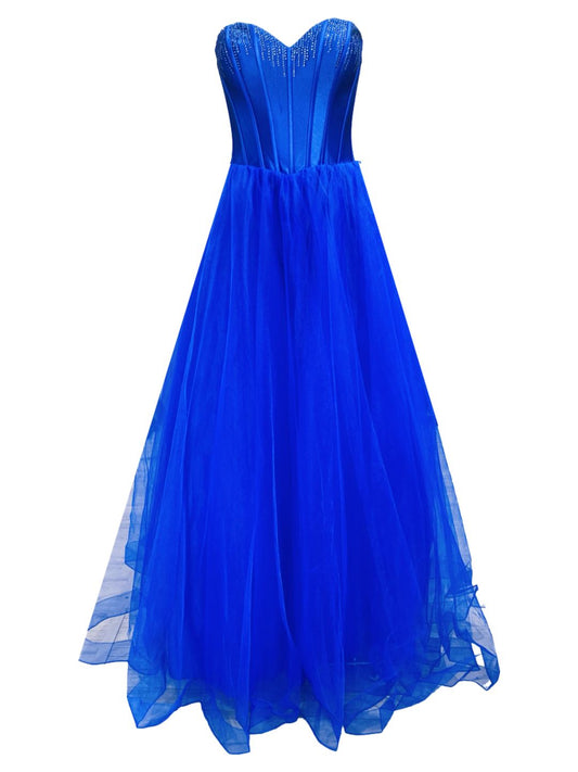 ABITO CERIMONIA TULLE BLU COBALTO 7218