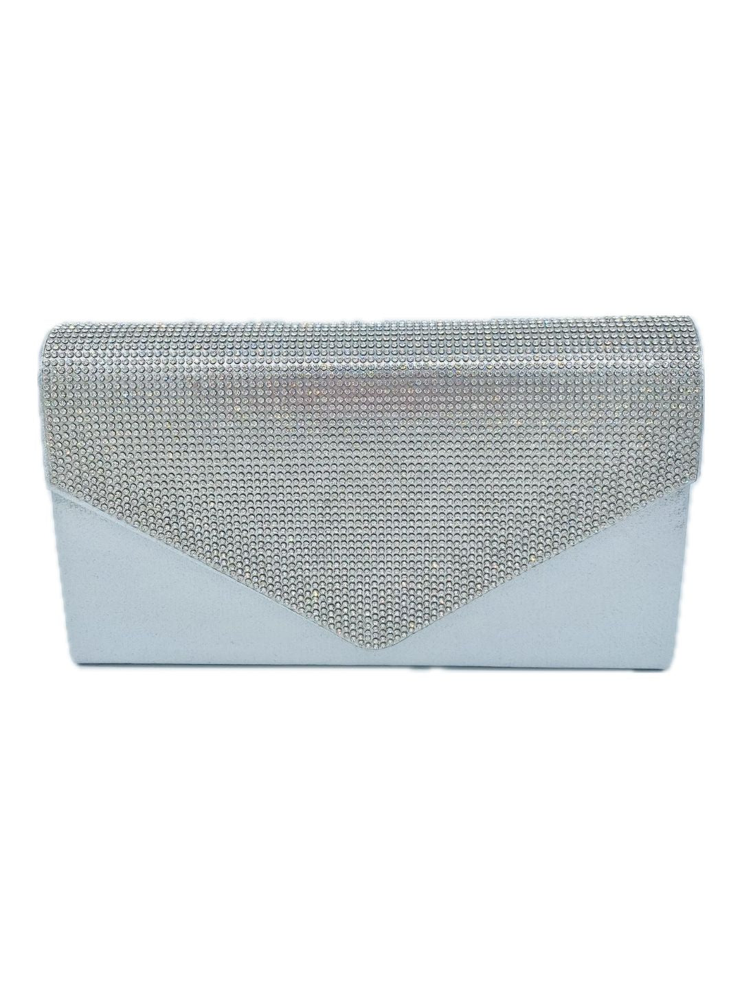 POCHETTE BUSTA GLITTER E STRASS ARGENTO 2369