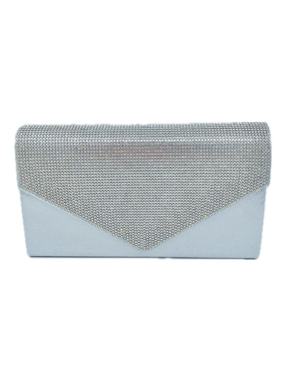 POCHETTE BUSTA GLITTER E STRASS ARGENTO 2369