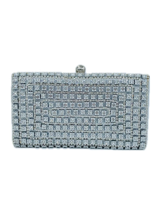 POCHETTE CLUTCH RETTANGOLARE STRASS ARGENTO 2423