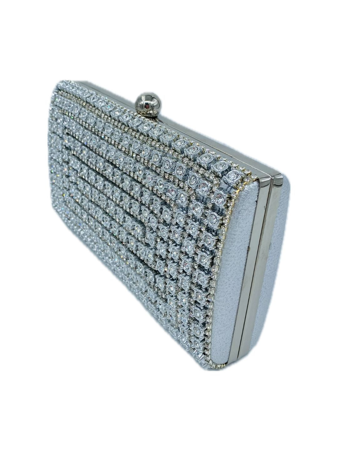 POCHETTE CLUTCH RETTANGOLARE STRASS ARGENTO 2423