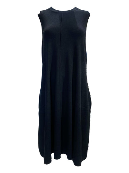 Abito Trapezio in Maglia Smanicato Nero