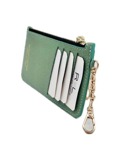 PORTACARTE CON MOSCHETTONE IN PELLE MENTA SCURO 135