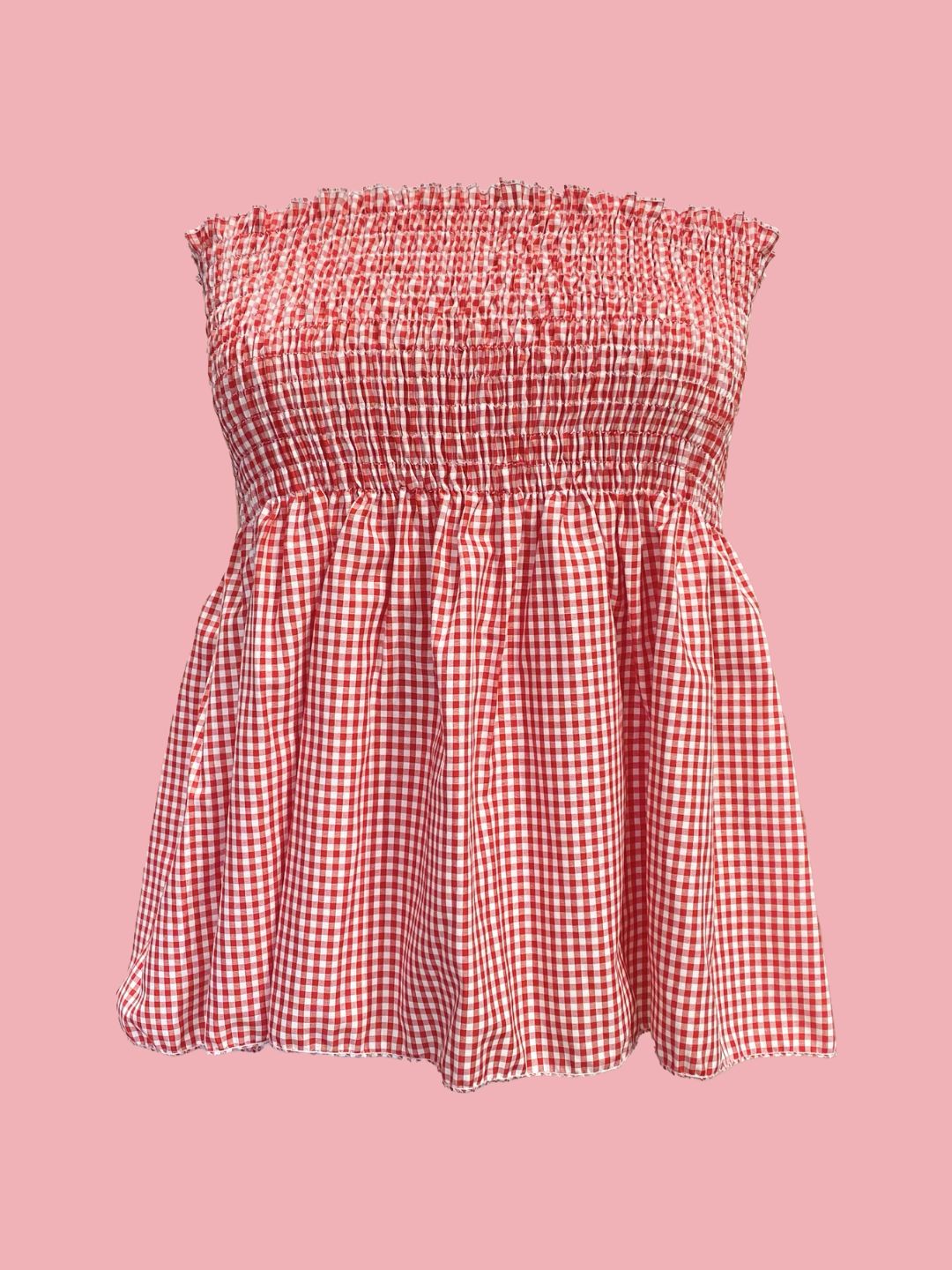 TOP Vichy Punto Smock Galetta Rosso Ribes of LOVE