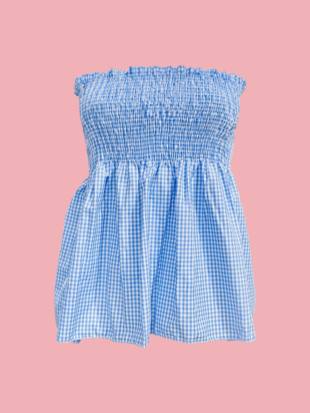 TOP Vichy Punto Smock Galetta Azzurro Ribes of LOVE