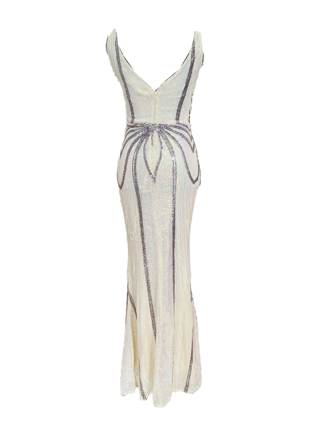 ABITO ELEGANTE PAILETTES CREMA E ARGENTO 19025