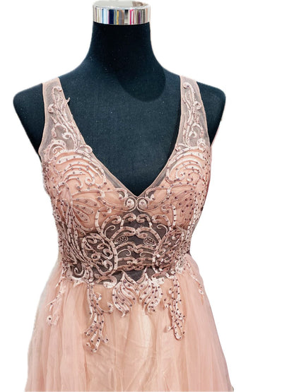 ABITO CERIMONIA TULLE ROSA 203